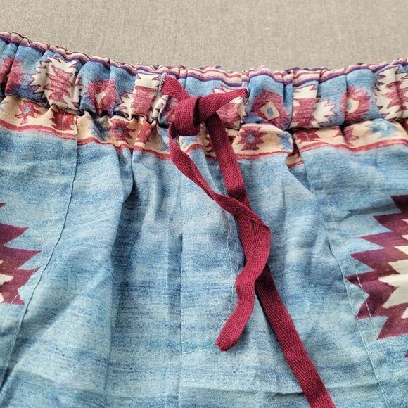High Waist Southwestern Print Drawstring Waist Easy Summer Short Medium - Picture 6 of 8